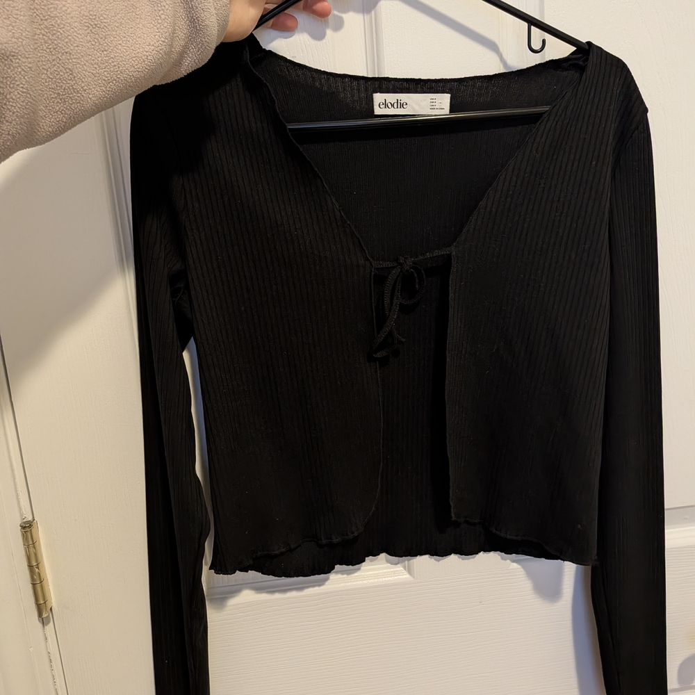 Elodie Black Ribbed Women's Top